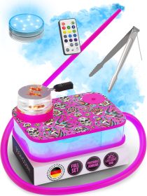 Pink Portable Hookah Set With Everything And Case Premium Book Hookah with Tattoo Pattern