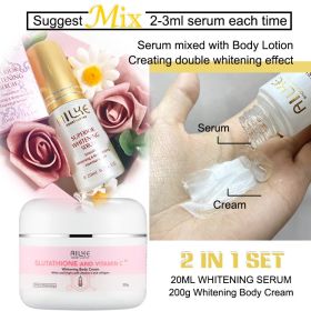 AILKE Skin Lightening Cream, Smooth Skin Glowing Lotion, With Glutathion, Shea Butter, Vitamin C, Moisturizing Body Cream (Color: 2 in 1 set(CREAM))