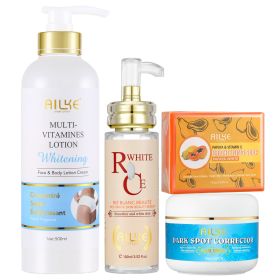 AILKE Multi Vitamin Whitening Body Lotion,With Vitamins A,E,B3,B5, Increase Skin Radiance,Even Skin Tone,Daily Moisturizer Cream (Color: 4 in 1 set)