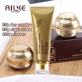 AILKE 24K gold facial essence glycerin liquid toner face skin cream whitening vitamin c brightening moisturizing beauty sets (Color: PACK OF 3 (CLEANSER))