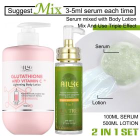 AILKE Whitening Moisturizing Anti-Freckle Body Lotion, Suitable For Face And Body, Glutathione Korean Women's Skin Care Products (Color: Lotion and Serum)
