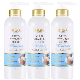 AILKE Multi Vitamin Whitening Body Lotion With Vitamins A,E,B3,B5, Increase Skin Radiance, Even Skin Tone, Moisturizer Cream (Color: 3 Bottle Lotion)