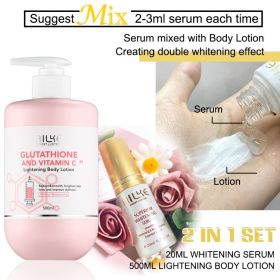 AILKE Bleaching Brightening Skin Tone Body Lotion, Suitable Knuckle, Elbow, Leg, Korean Skin Care Cosmetic 24 Hours Moisturizing (Color: 2 in 1 set(LOTION))