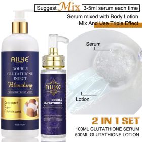AILKE Multi-vitamin Body Lotion, Anti-wrinkle, Reduce Melanin And Stretch Marks, Regenerate Cell Vitality, Lightening Skin Care (Color: 2 in 1 Glutathione)