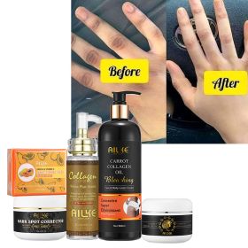 AILKE Collagen Skin Care Kit, Reduce Spots, Whitening, Even Skin Tone, For Dark Skin, Black Skin, African Skin, Caramel Skin (Color: 5 in 1 Set)